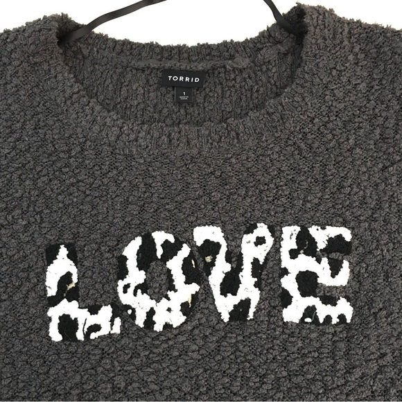 torrid Love Graphic Boucle Knit Pullover Sweater Grey - Picture 13 of 16